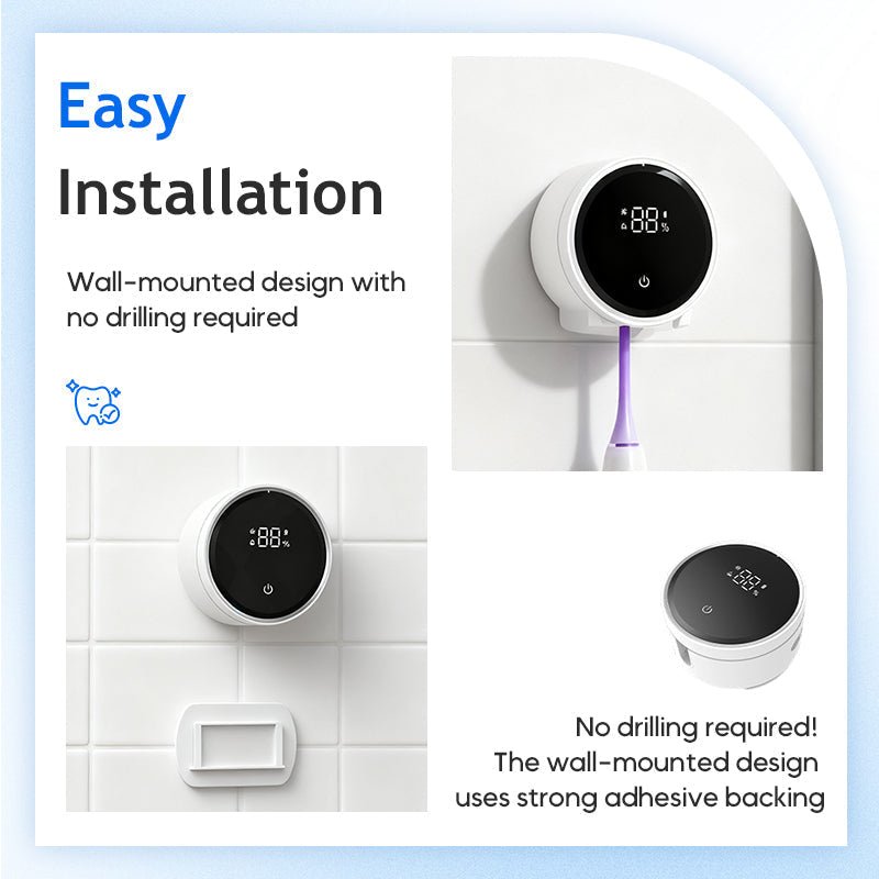 Viora UV Toothbrush Sanitizer | Wall-Mounted, Rechargeable Disinfectant Holder - Hartwella
