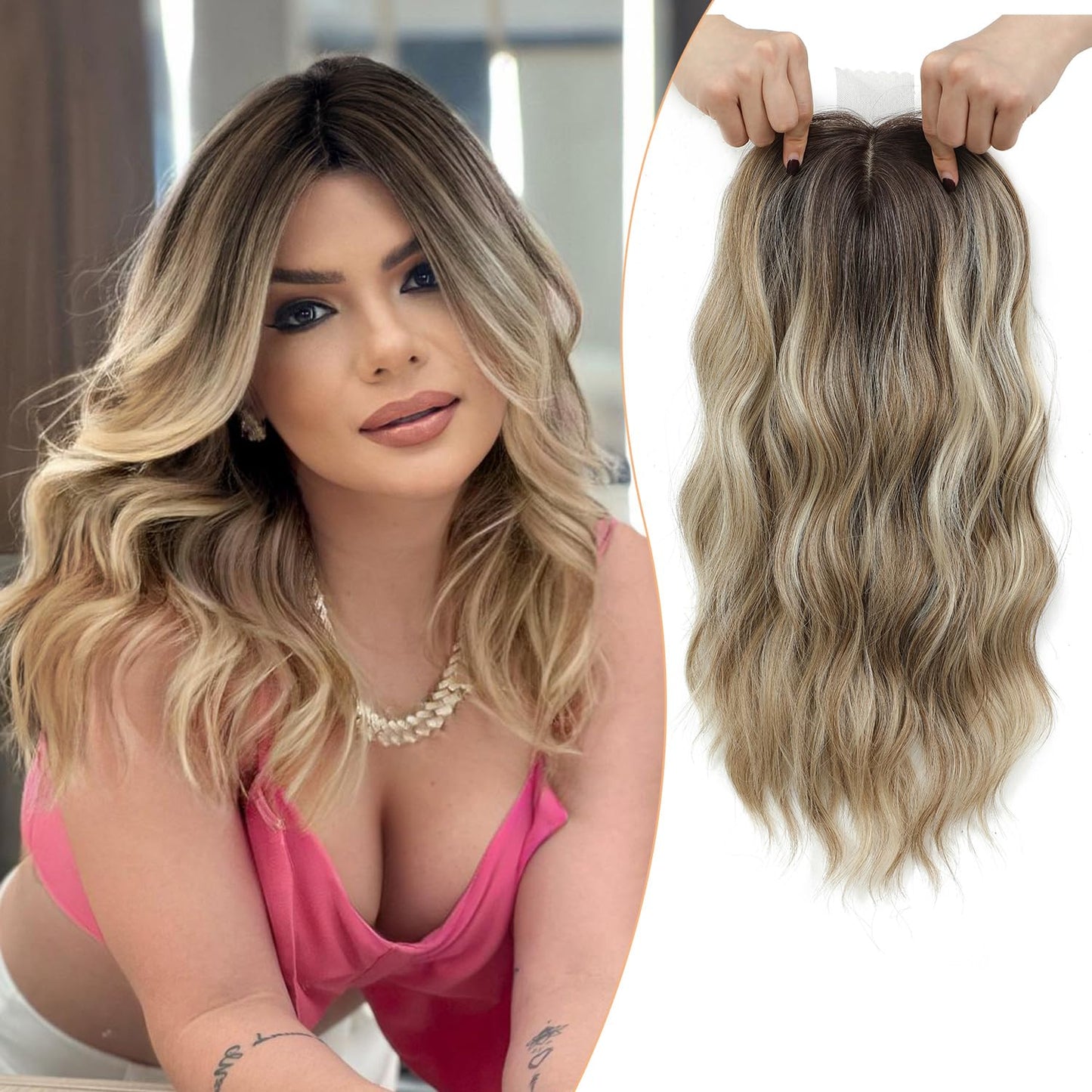 Viora Wavy Hair Topper | Seamless, Lightweight Volume Extension for Women - Hartwella