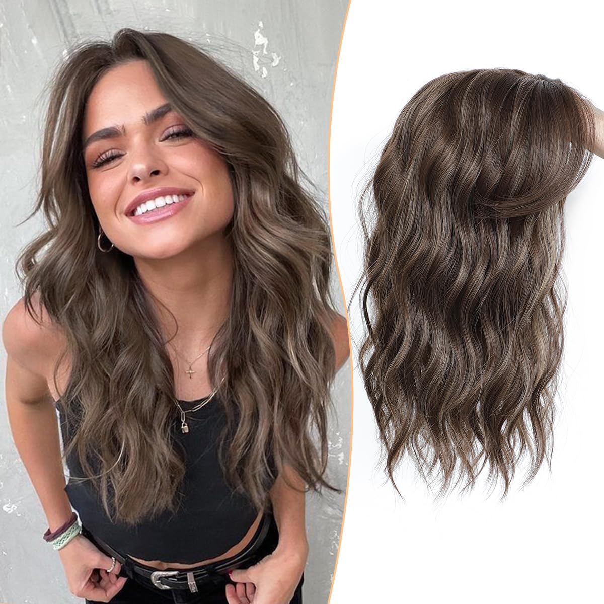 Viora Wavy Hair Topper | Seamless, Lightweight Volume Extension for Women - Hartwella