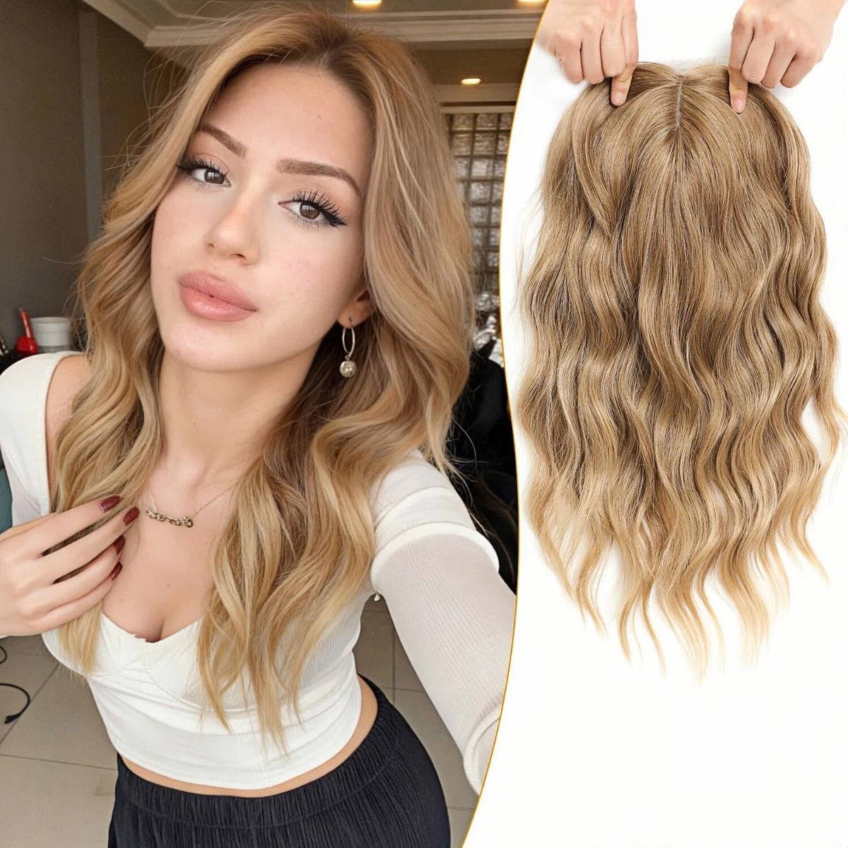Viora Wavy Hair Topper | Seamless, Lightweight Volume Extension for Women - Hartwella