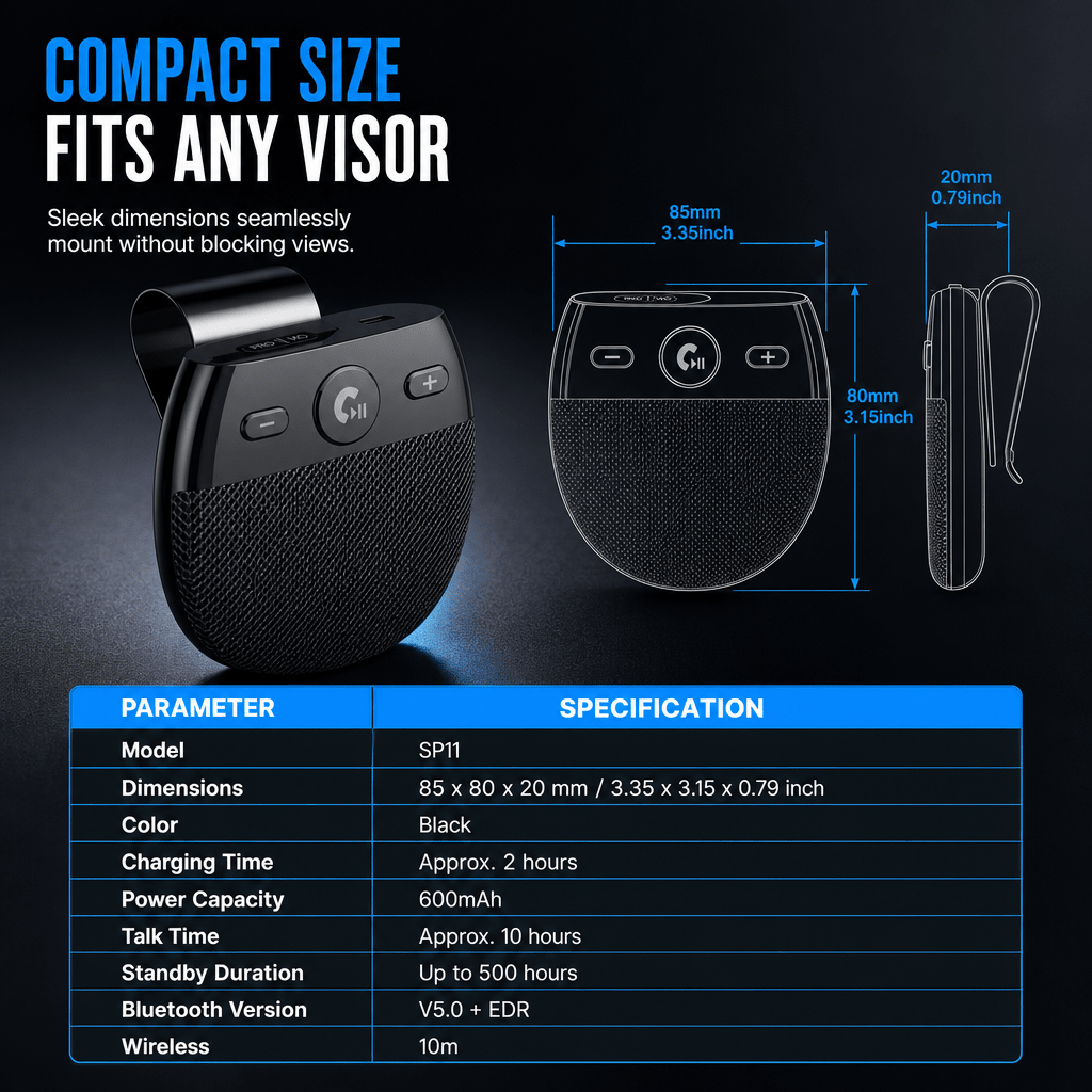 Visora™ Bluetooth Sun Visor Speakerphone - Hartwella