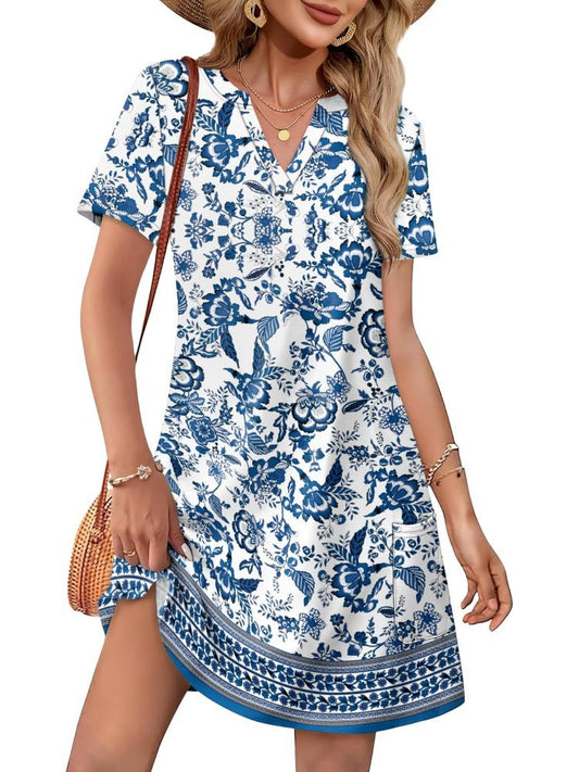 Viva Midi Dress | Casual V Neck with Pockets - Hartwella