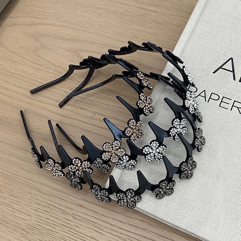 Viva Wavy Headband Set | Rhinestone Butterfly Design for Women - Hartwella