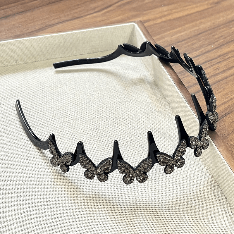 Viva Wavy Headband Set | Rhinestone Butterfly Design for Women - Hartwella