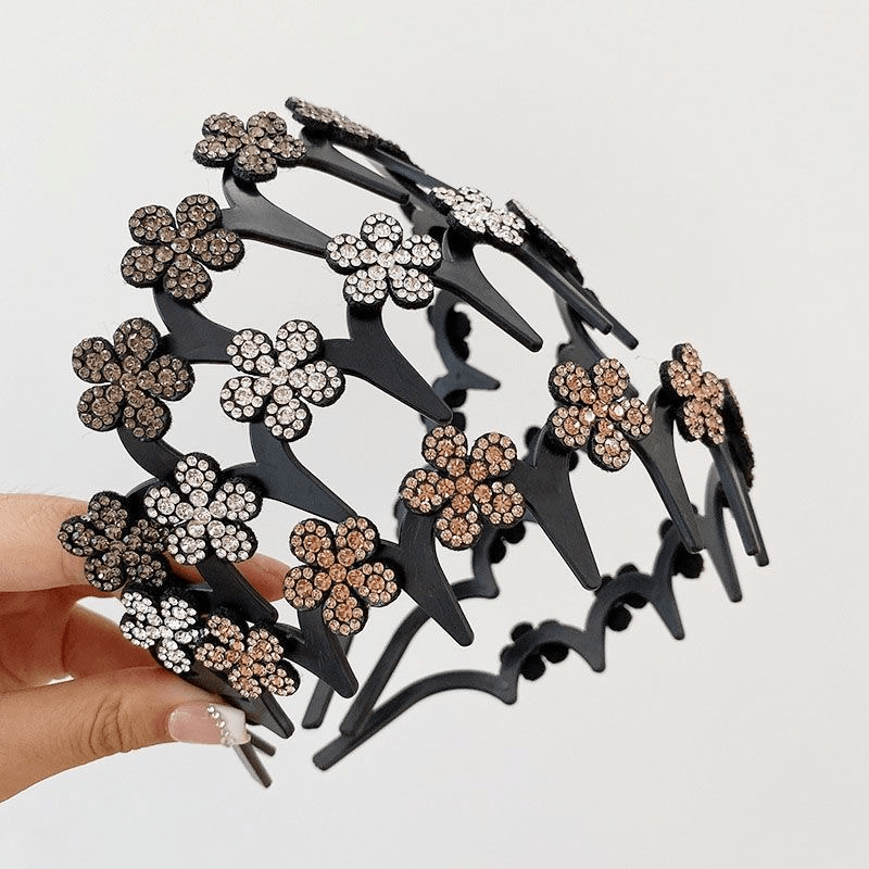 Viva Wavy Headband Set | Rhinestone Butterfly Design for Women - Hartwella