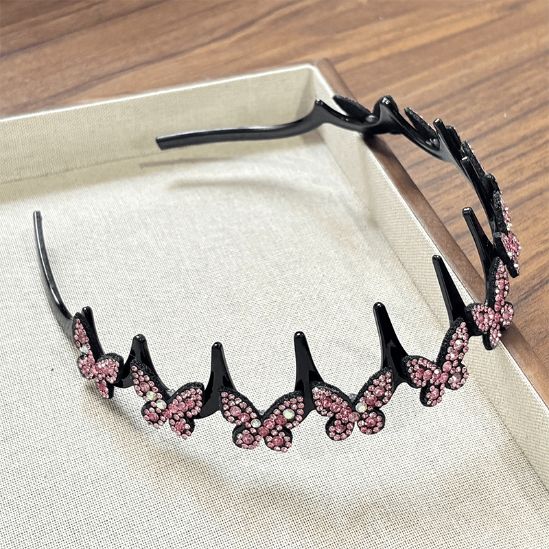 Viva Wavy Headband Set | Rhinestone Butterfly Design for Women - Hartwella