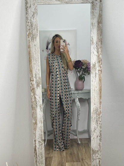 Vivianhan Abstract Printed Suit | Comfy Cotton Blend - Hartwella