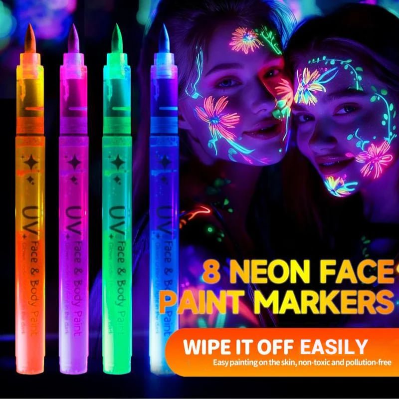 Vivid Glow Markers Set | UV Reactive, Skin - Safe - Hartwella