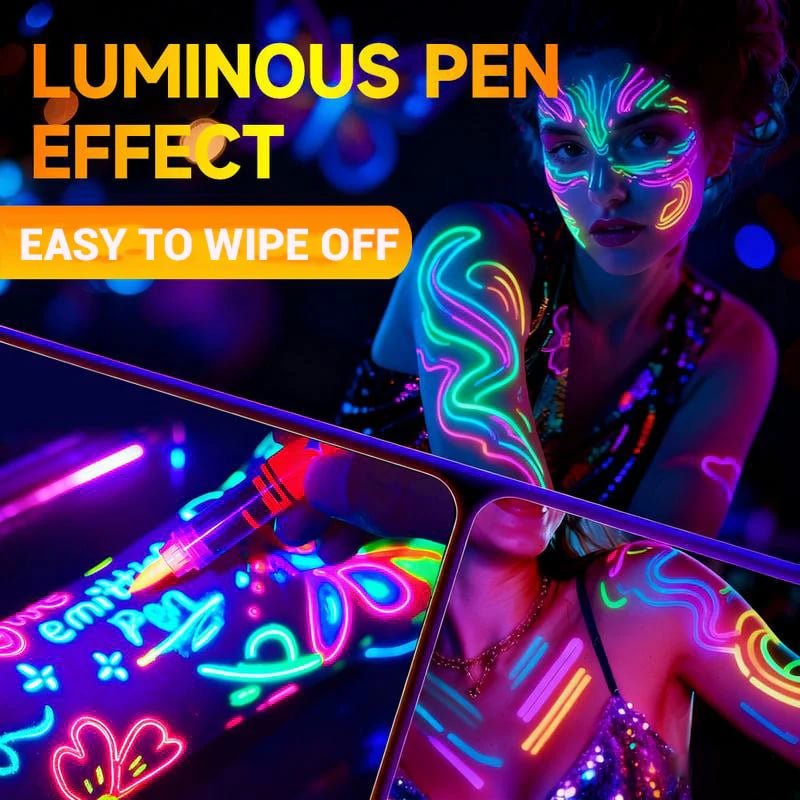 Vivid Glow Markers Set | UV Reactive, Skin - Safe - Hartwella