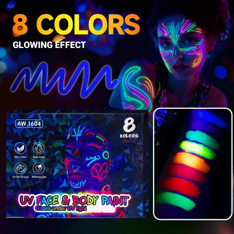 Vivid Glow Markers Set | UV Reactive, Skin - Safe - Hartwella