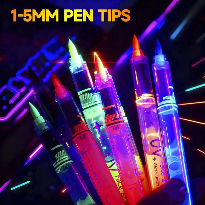 Vivid Glow Markers Set | UV Reactive, Skin - Safe - Hartwella