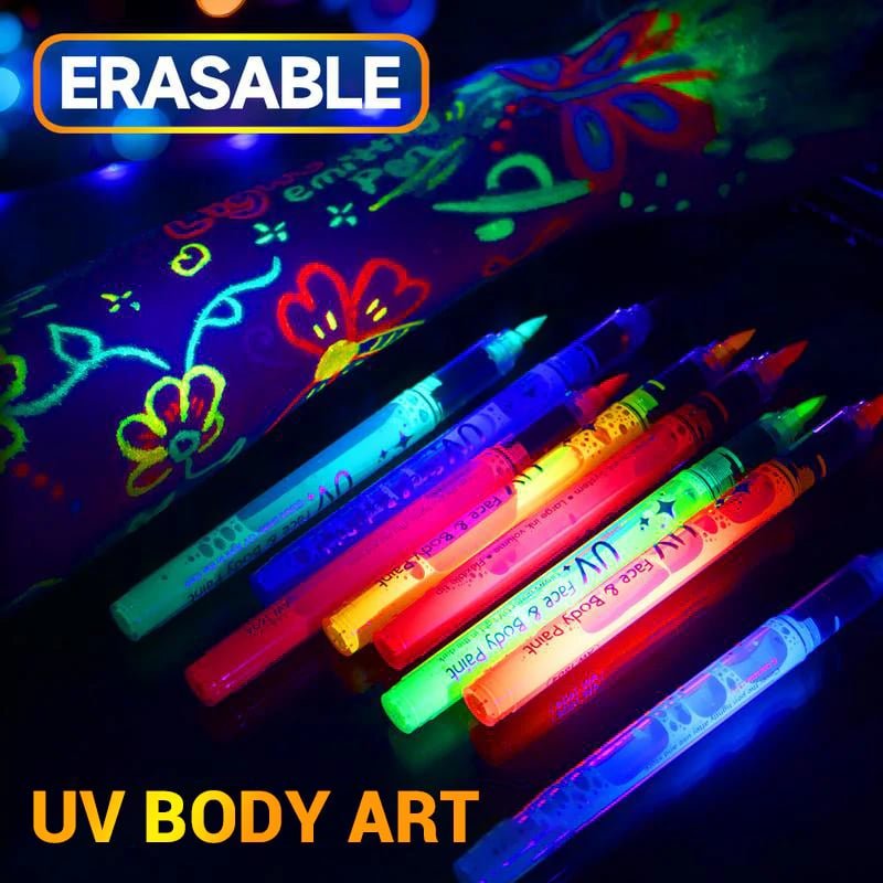 Vivid Glow Markers Set | UV Reactive, Skin - Safe - Hartwella