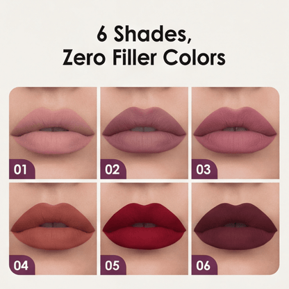 Vivid Velvet Lip Set | Long-Lasting Matte Lipstick Gift Set, 6 Shades - Hartwella