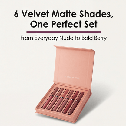 Vivid Velvet Lip Set | Long-Lasting Matte Lipstick Gift Set, 6 Shades - Hartwella