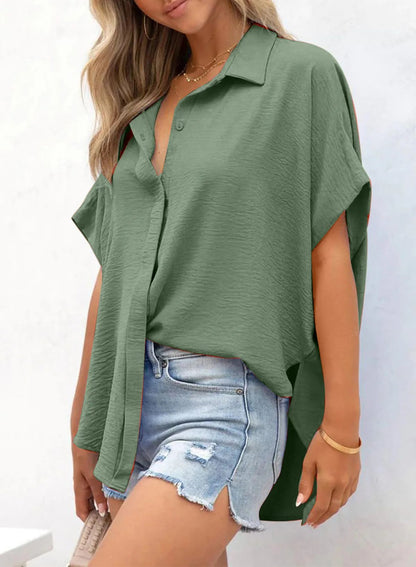 Wanda Casual Shirt | Oversized V - Neck, Lightweight - Hartwella