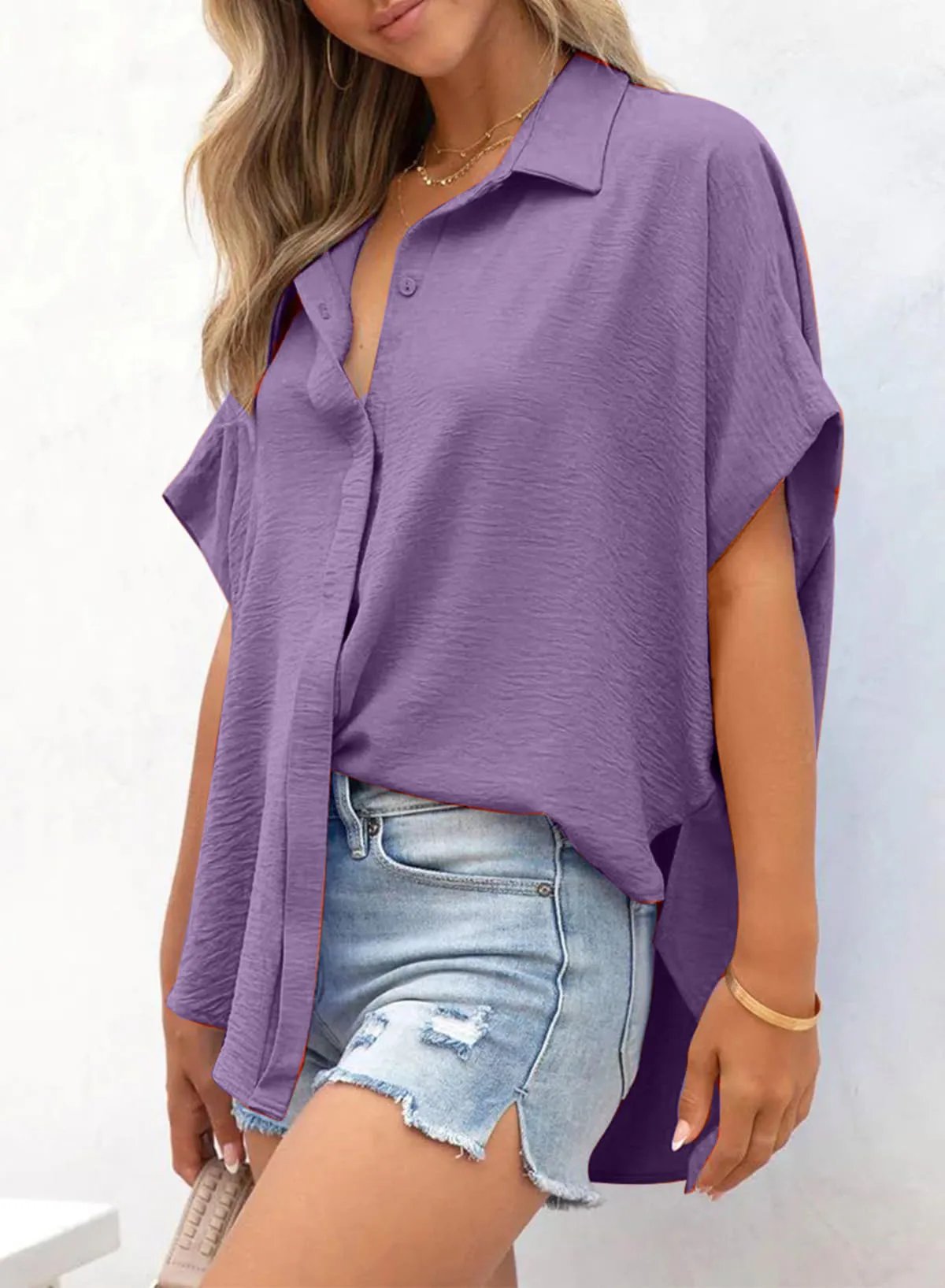 Wanda Casual Shirt | Oversized V - Neck, Lightweight - Hartwella