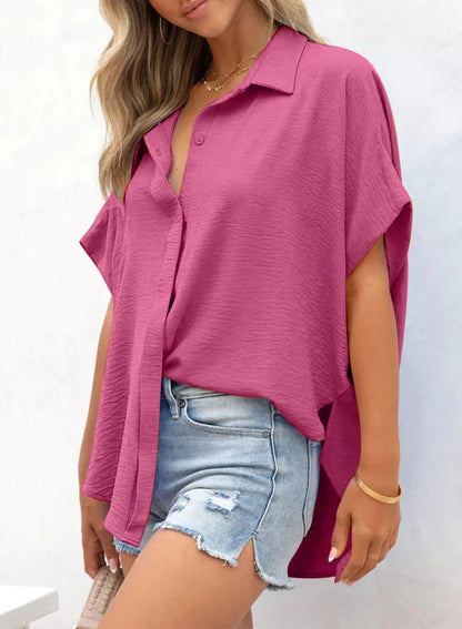 Wanda Casual Shirt | Oversized V - Neck, Lightweight - Hartwella