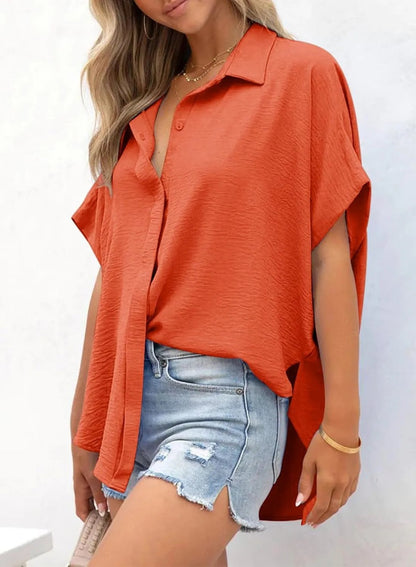 Wanda Casual Shirt | Oversized V - Neck, Lightweight - Hartwella