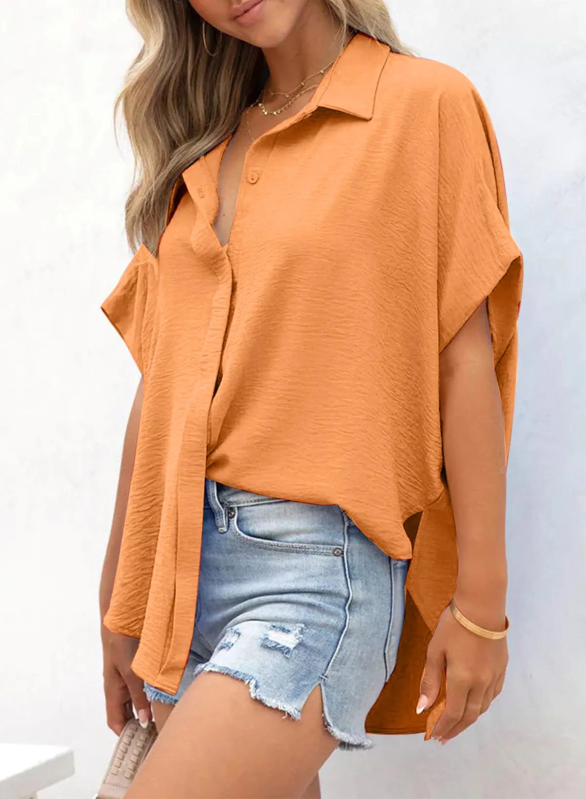 Wanda Casual Shirt | Oversized V - Neck, Lightweight - Hartwella
