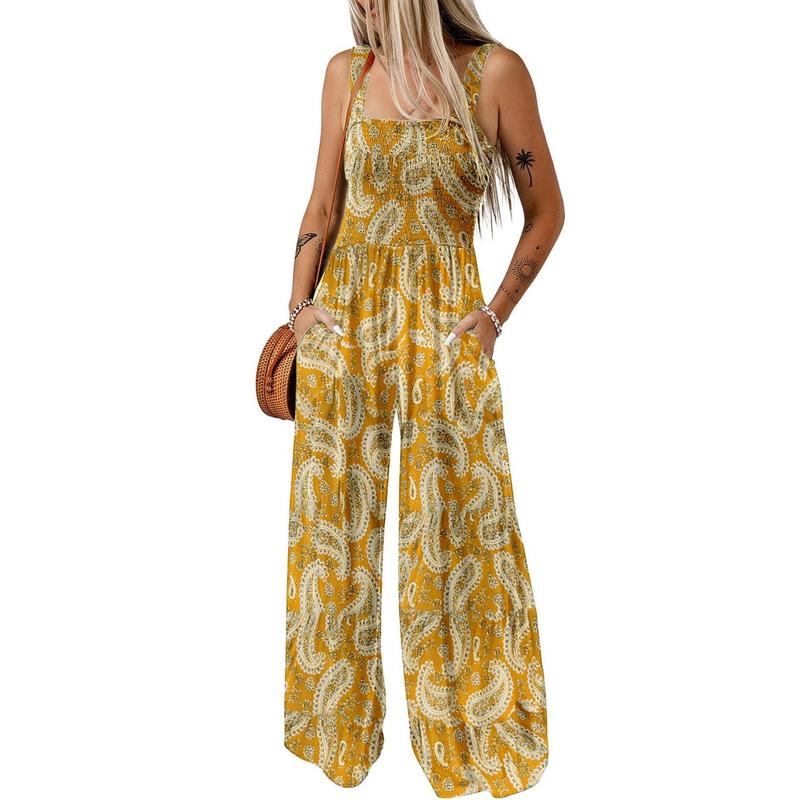 Wanda Floral Jumpsuit | Sleeveless, Elastic Waist, Wide-Leg - Hartwella