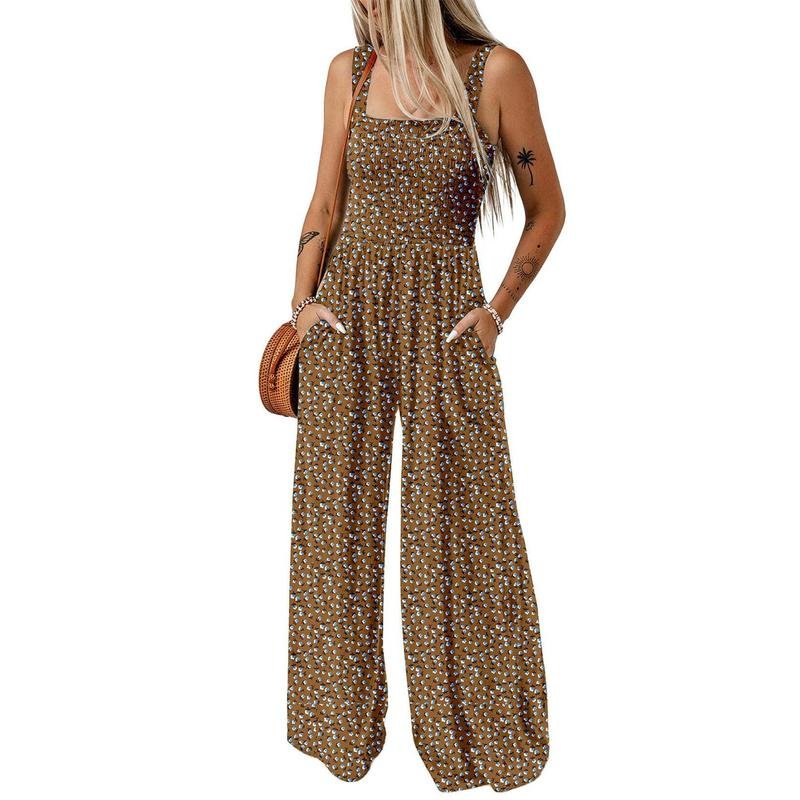 Wanda Floral Jumpsuit | Sleeveless, Elastic Waist, Wide-Leg - Hartwella