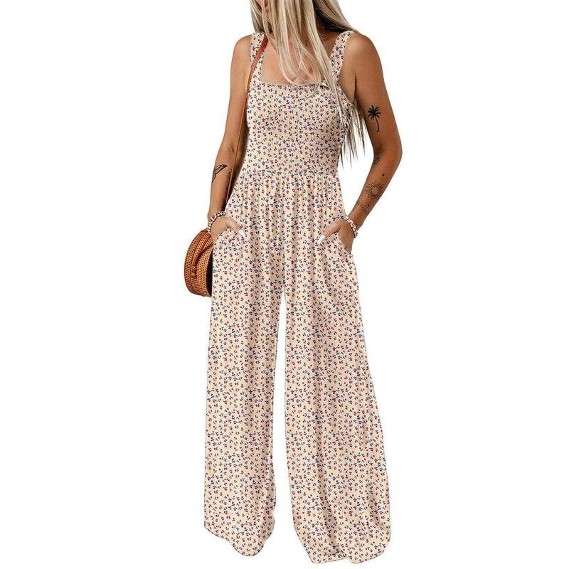 Wanda Floral Jumpsuit | Sleeveless, Elastic Waist, Wide-Leg - Hartwella