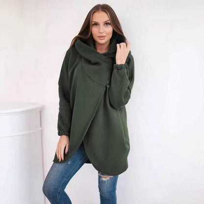 Wanda Plus Size Hoodie | Half-Zip, Asymmetrical Hem, Loose Fit - Hartwella