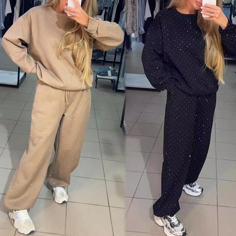 Wanda Sports Set | Casual Round-Neck Sweatshirt & Jogger Pants - Hartwella