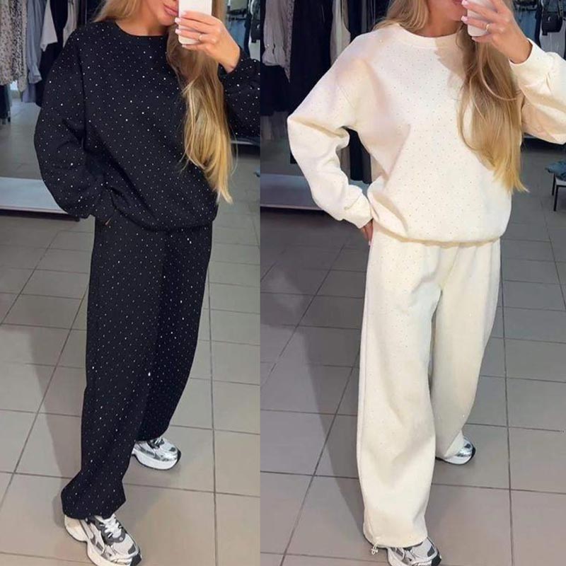 Wanda Sports Set | Casual Round-Neck Sweatshirt & Jogger Pants - Hartwella