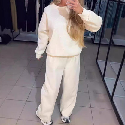 Wanda Sports Set | Casual Round-Neck Sweatshirt & Jogger Pants - Hartwella