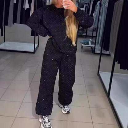 Wanda Sports Set | Casual Round-Neck Sweatshirt & Jogger Pants - Hartwella