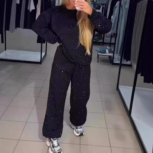 Wanda Sports Set | Casual Round-Neck Sweatshirt & Jogger Pants - Hartwella