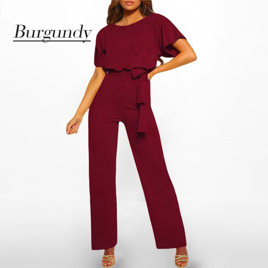 Wanda Wide Leg Jumpsuit | High Waist, Breathable Design - Hartwella