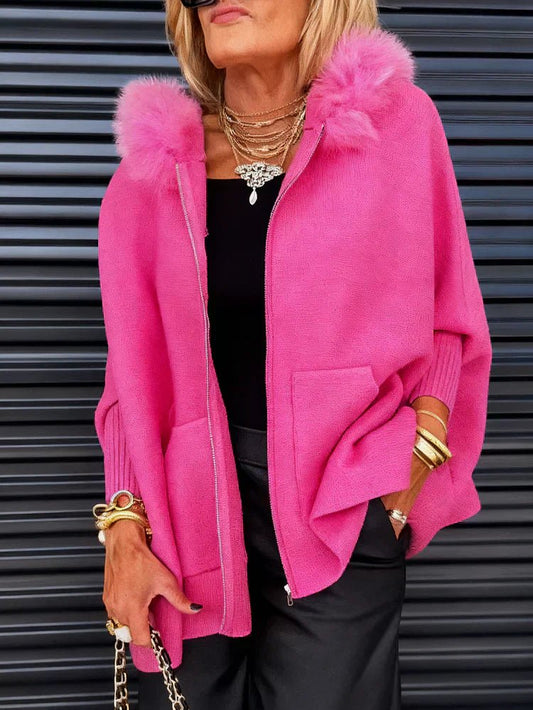 Wanda Women's Coat | Faux Fur Hood, Relaxed Fit Winter Outerwear - Hartwella