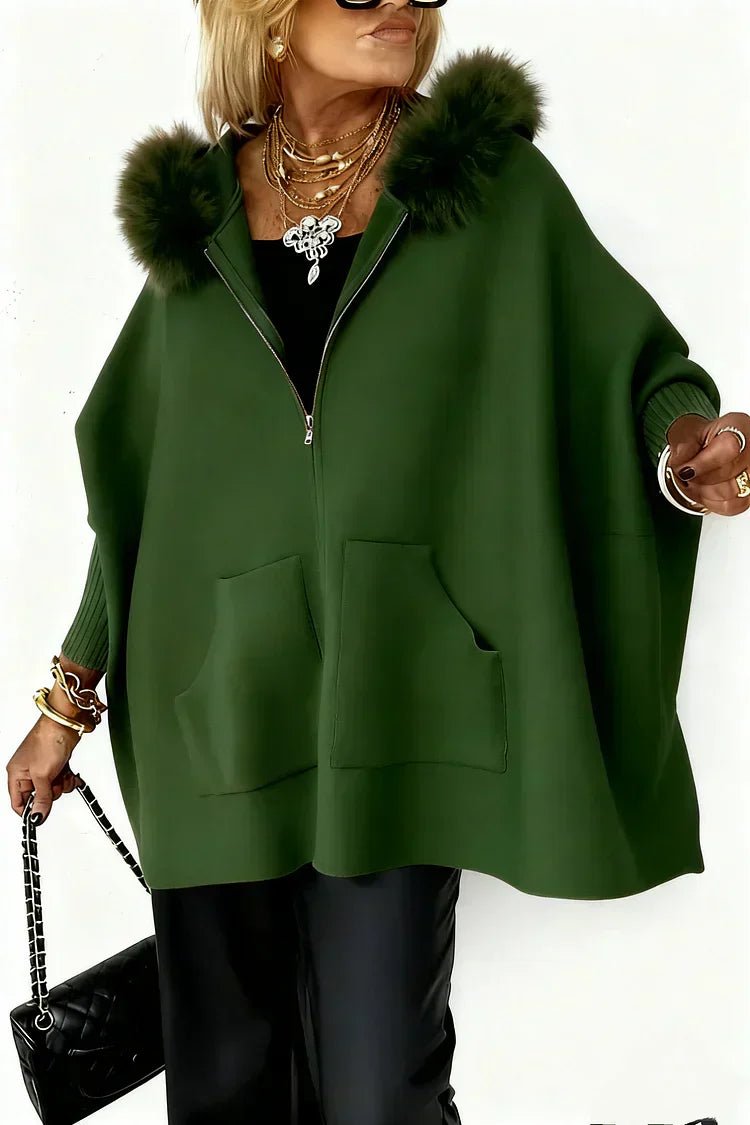 Wanda Women's Coat | Faux Fur Hood, Relaxed Fit Winter Outerwear - Hartwella