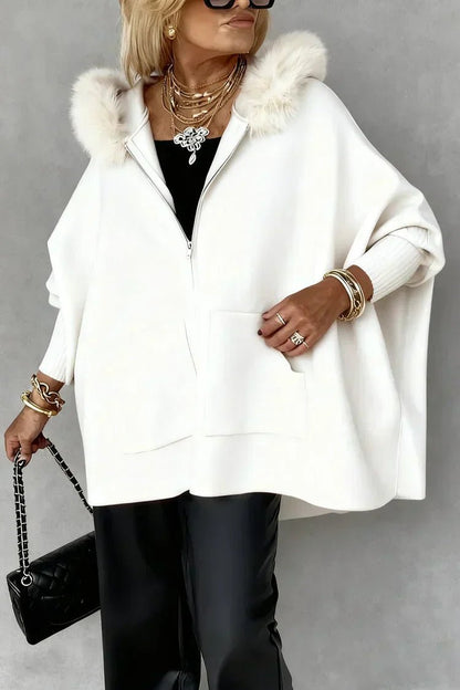 Wanda Women's Coat | Faux Fur Hood, Relaxed Fit Winter Outerwear - Hartwella