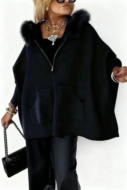 Wanda Women's Coat | Faux Fur Hood, Relaxed Fit Winter Outerwear - Hartwella