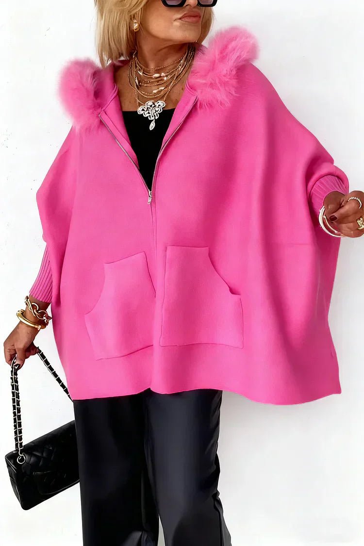 Wanda Women's Coat | Faux Fur Hood, Relaxed Fit Winter Outerwear - Hartwella