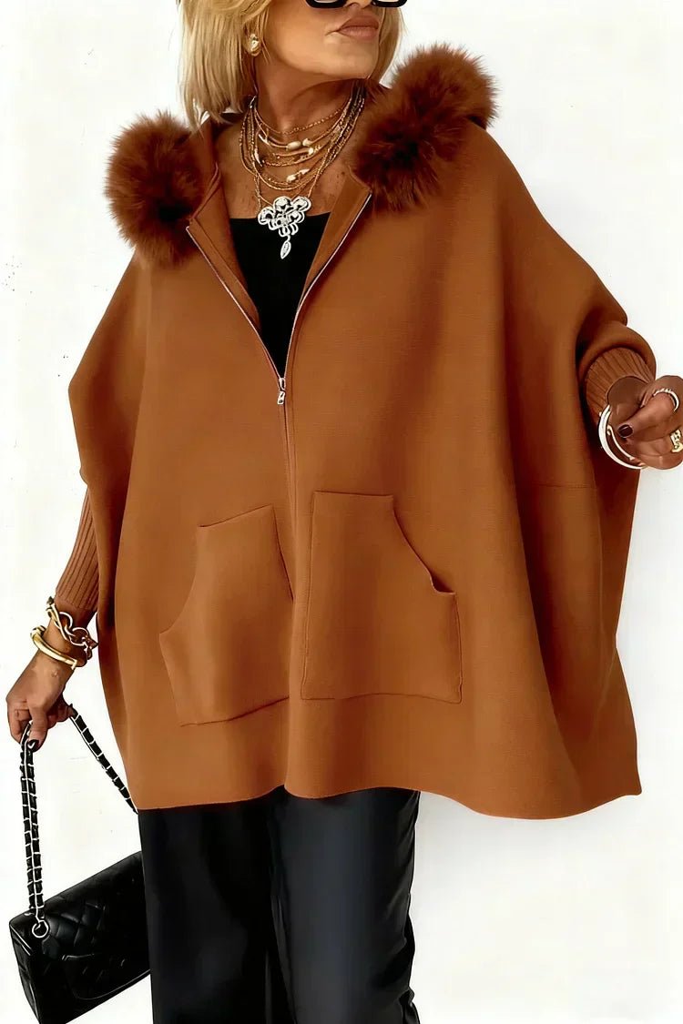 Wanda Women's Coat | Faux Fur Hood, Relaxed Fit Winter Outerwear - Hartwella