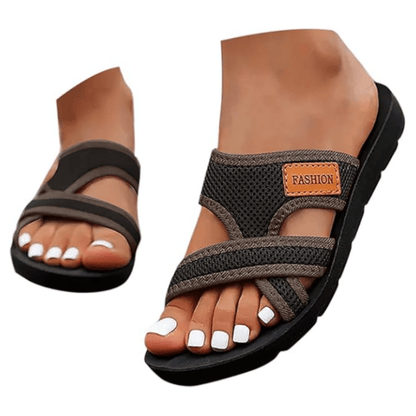 Wander Black Flat Sandals | Comfortable Open Toe Design for Women - Hartwella