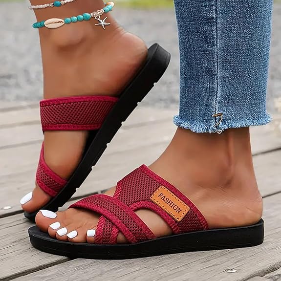 Wander Black Flat Sandals | Comfortable Open Toe Design for Women - Hartwella