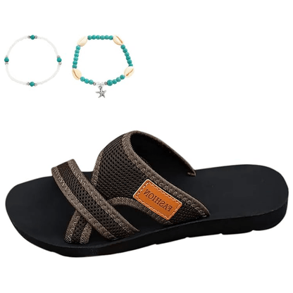 Wander Black Flat Sandals | Comfortable Open Toe Design for Women - Hartwella