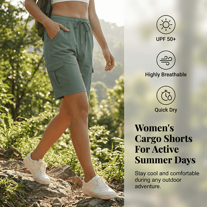 Wander Women's Cargo Shorts | Quick - Dry, UPF 50+, Multiple Pockets - Hartwella
