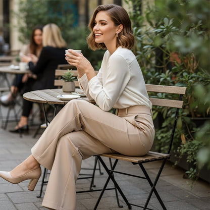 Waverly Women's Trousers | High-Waisted, Wrinkle-Free - Hartwella