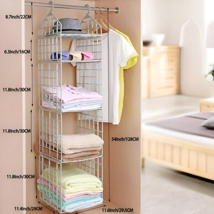 Wavero Closet Organizer | Space-Saving 5-Shelf Rack, Durable PP - Hartwella