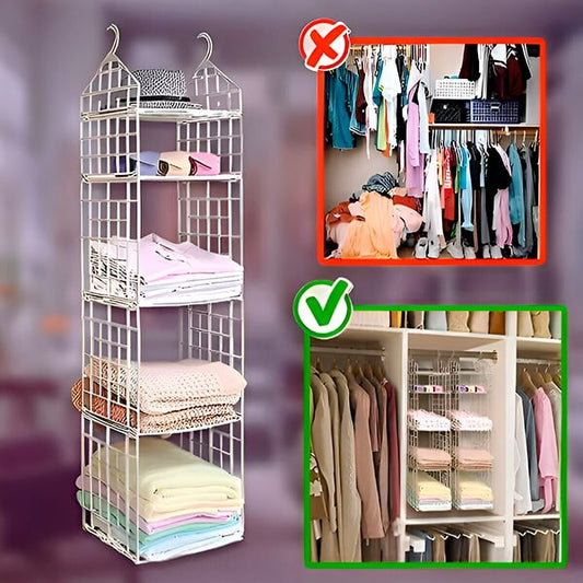 Wavero Closet Organizer | Space-Saving 5-Shelf Rack, Durable PP - Hartwella