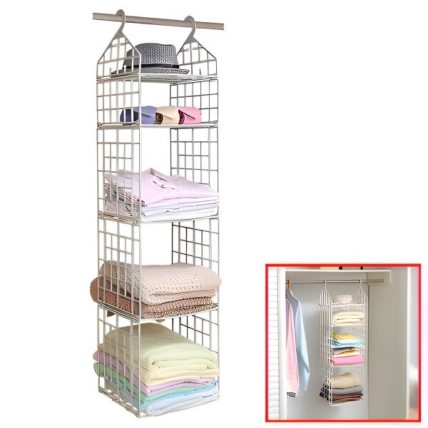 Wavero Closet Organizer | Space-Saving 5-Shelf Rack, Durable PP - Hartwella