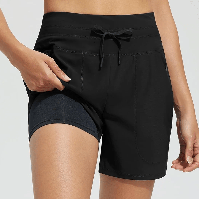 Wavy Athletic Shorts | Quick-Drying, Built-in Boxer Liner, UPF 50+ - Hartwella