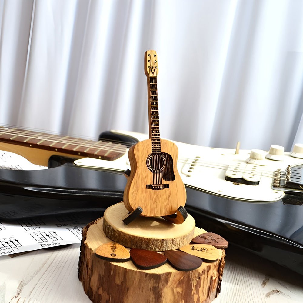 Wavy Guitar Pick Box | Personalized Wooden Design - Hartwella