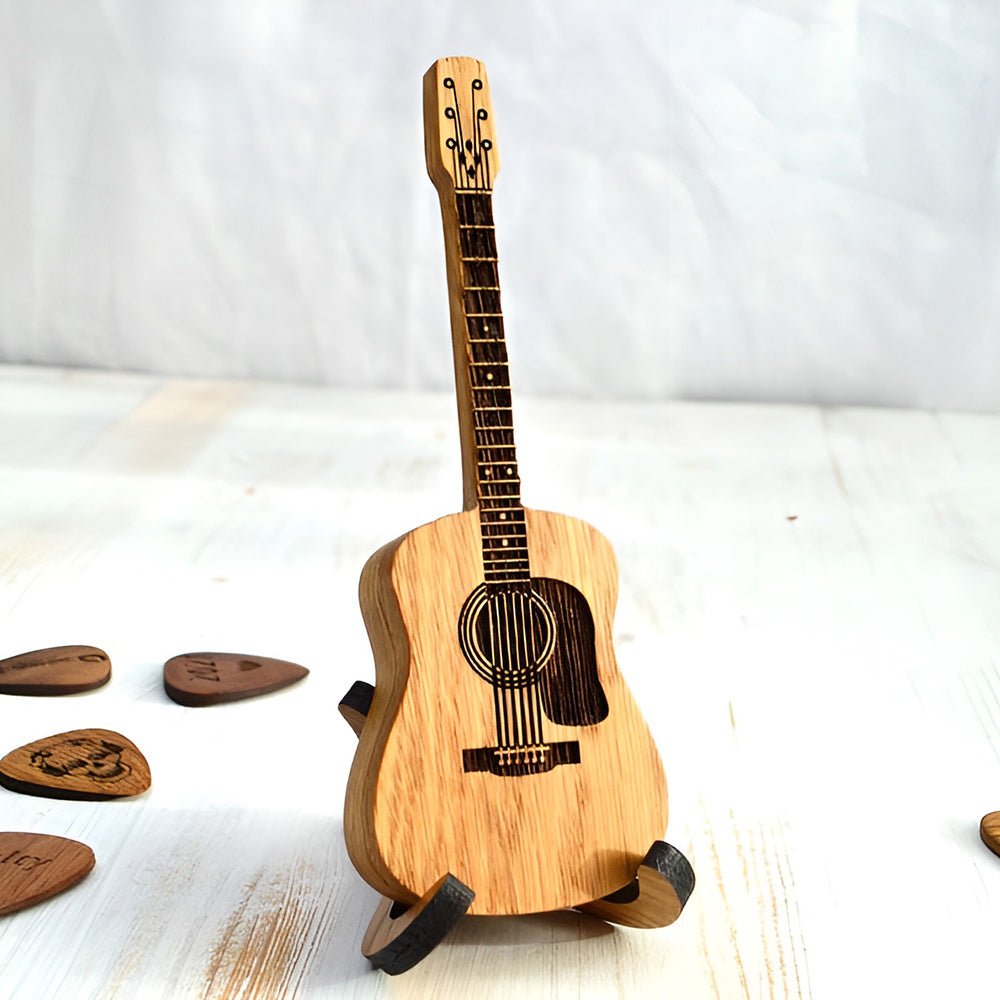 Wavy Guitar Pick Box | Personalized Wooden Design - Hartwella